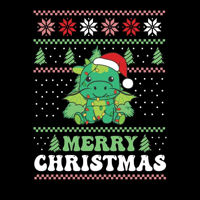 Joyeux Noël rétro moche dragon de Noël