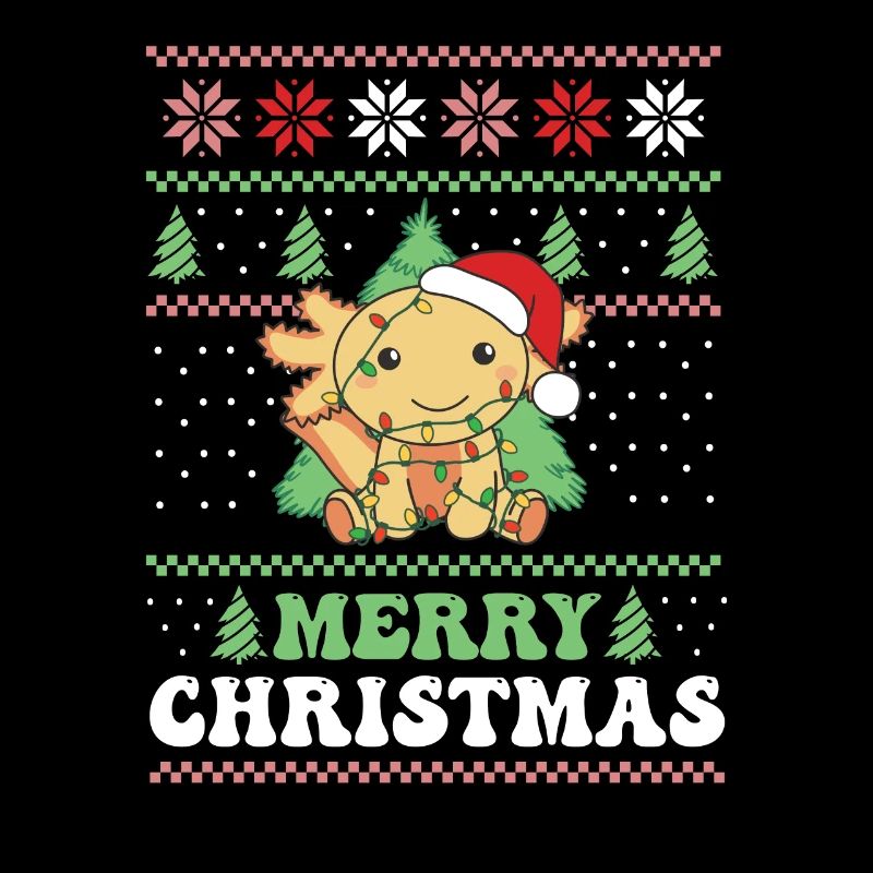 Joyeux Noël rétro moche Noël Axolotl