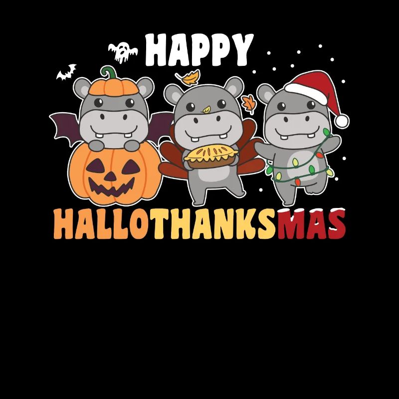Happy Hellothanksmas Hippos Christmas Hippo