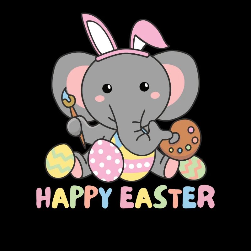joyeuses Pâques éléphant doux Pâques avec œufs de Pâques