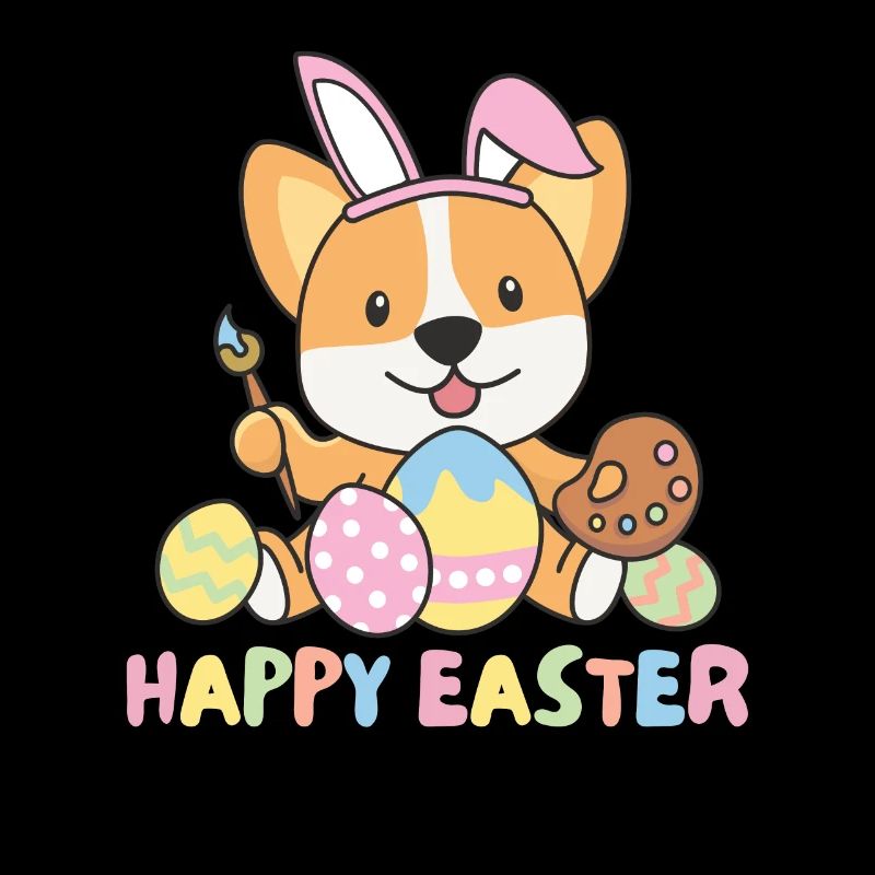 joyeuses Pâques doux corgi Pâques avec œufs de Pâques