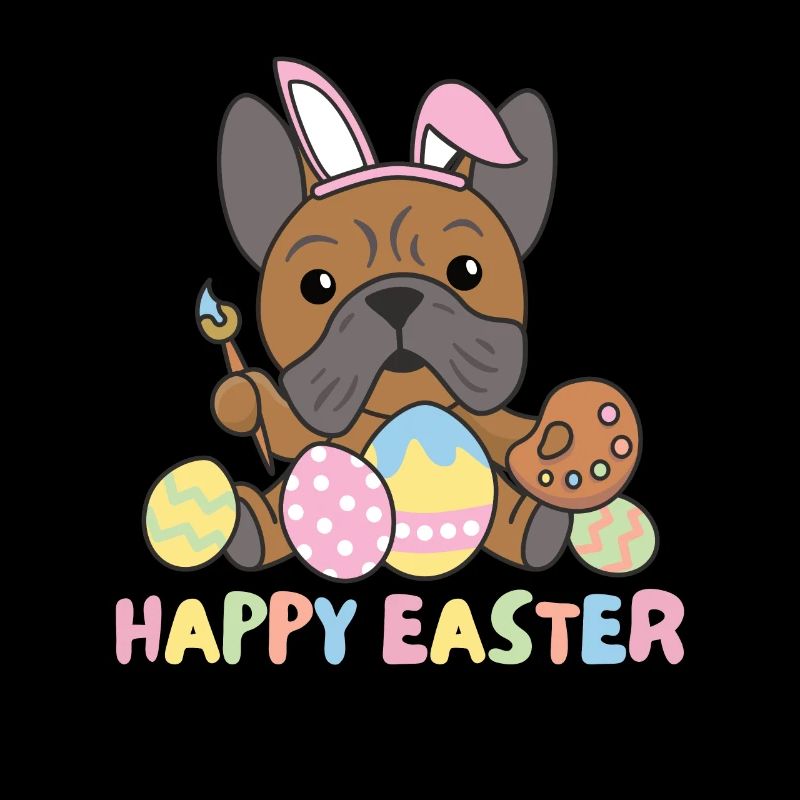 happy easter sweet bulldog Easter with Easter eggs