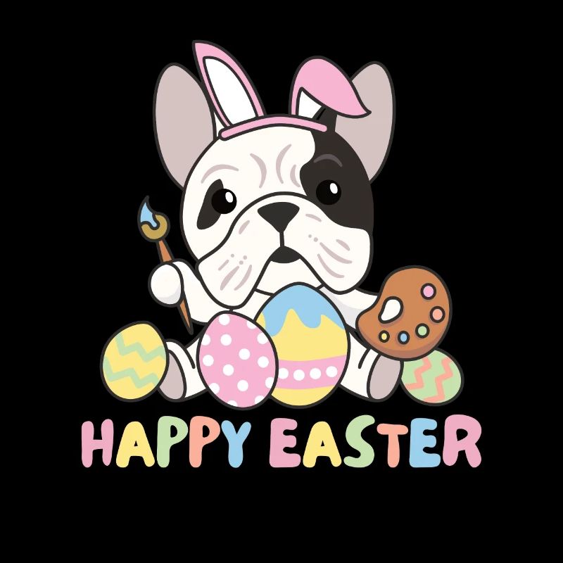 happy easter sweet bulldog Easter with Easter eggs