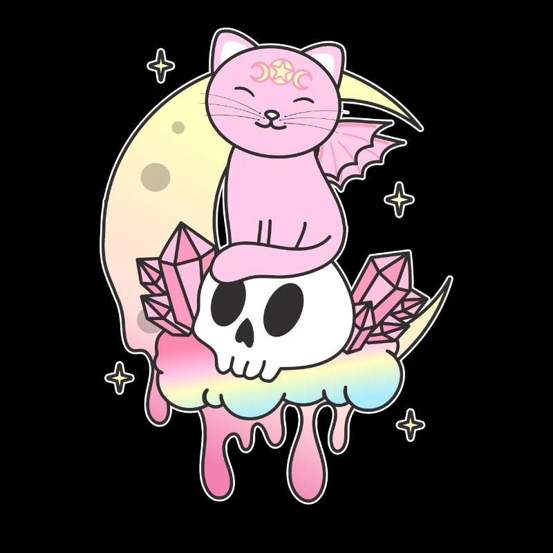 Kawaii Gothic Katze Pastellfarben Gothic Goth