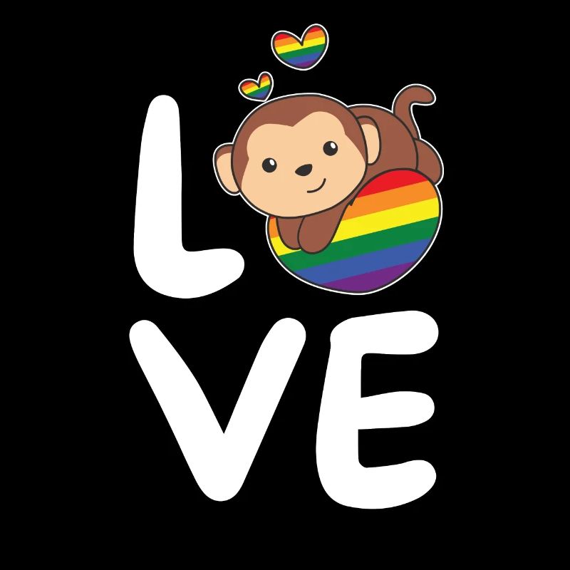 Rainbow Flag Pride LGBTQ Mignon Monkey Love