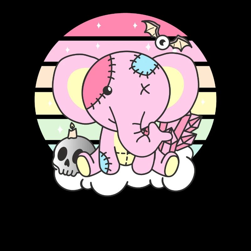 Kawaii Gothic Elefant Pastellfarben Gothic Goth