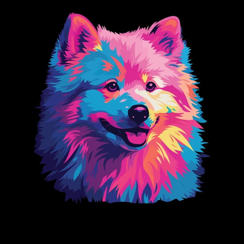 Wasserfarben Farbenfroher Japan Spitz