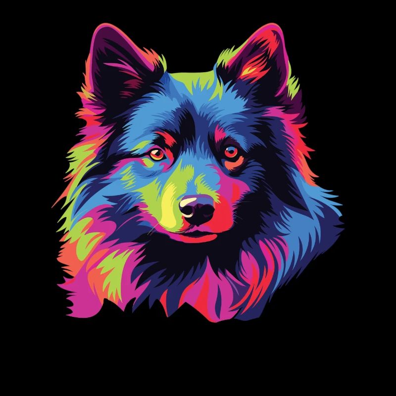 Wasserfarben Farbenfroher Schipperke