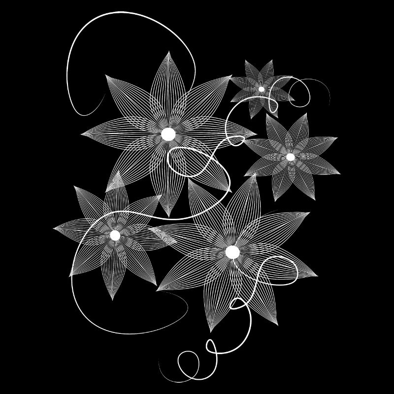 T-Shirt Design Fleurs Lithographie Blanche
