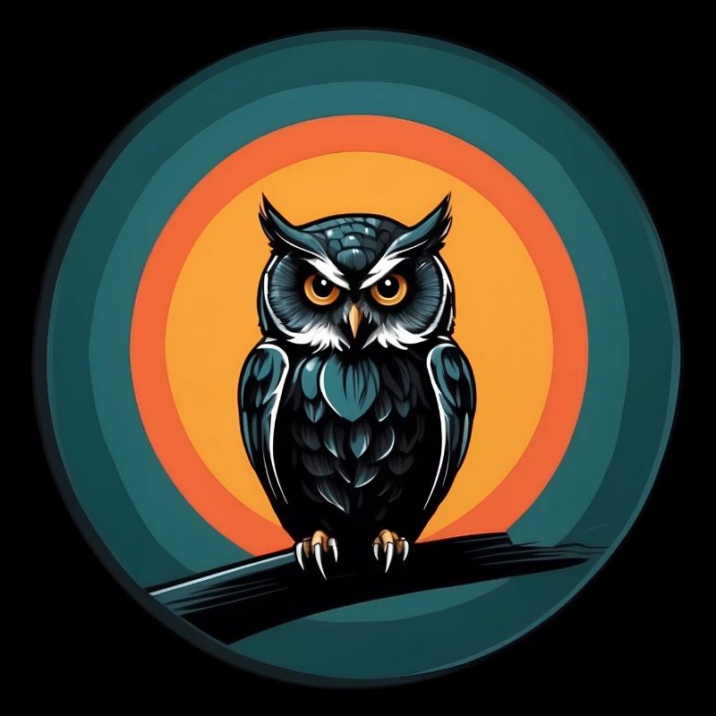 Conception graphique colorée de hibou pour les fans de hiboux