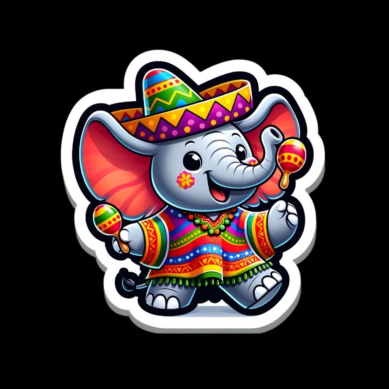 Cinco de Mayo Elefant mit Sombrero Cartoon