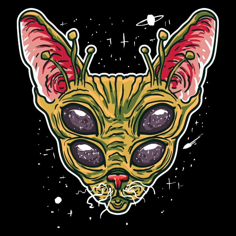 Drôle alien chat cadeau d’illustration pour