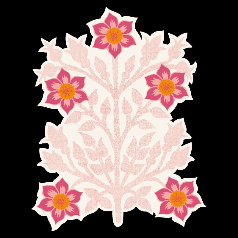 Bloc d’impression Vintage Blossoms rose et bordeaux