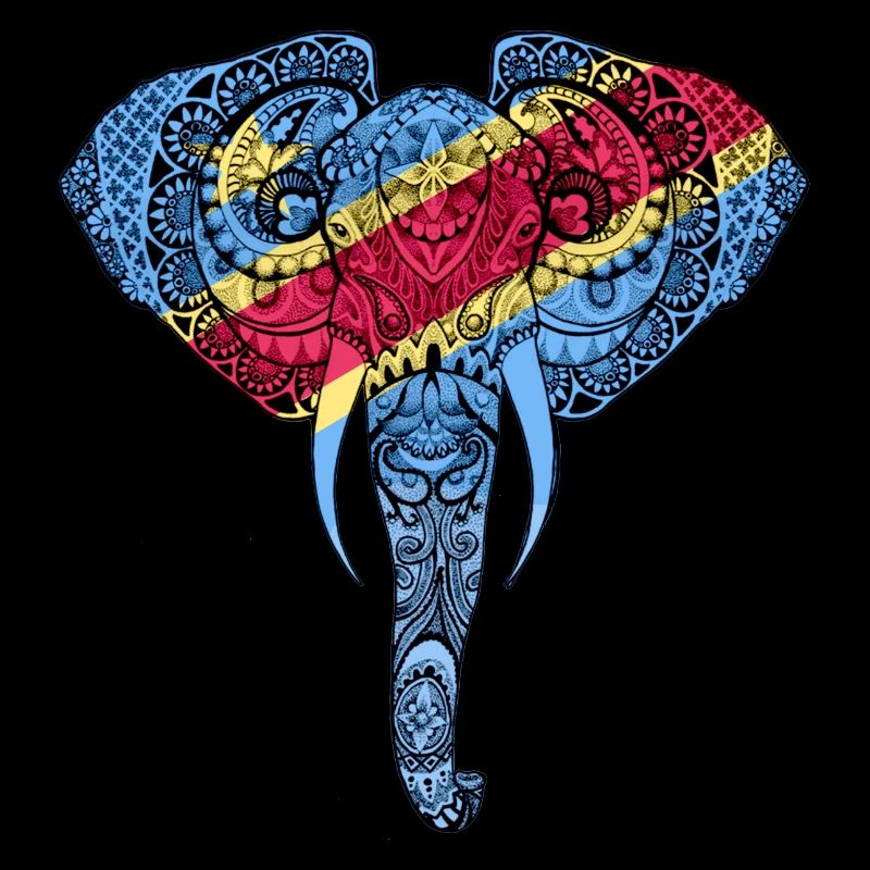 Congo Flag Elephant - Support Congo