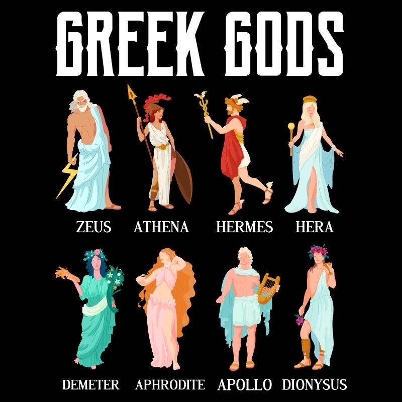 Figures de couleur des dieux grecs Conception pour un grec principal