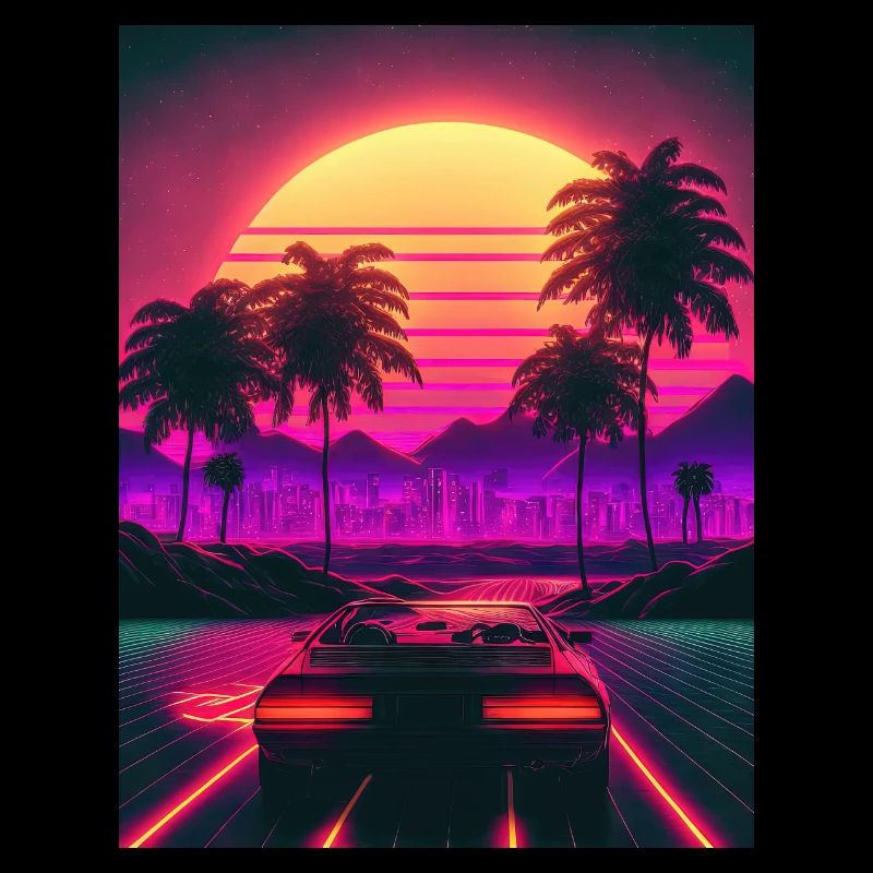 Retro Ride: Auf den Synthwave-Wellen der Sonne
