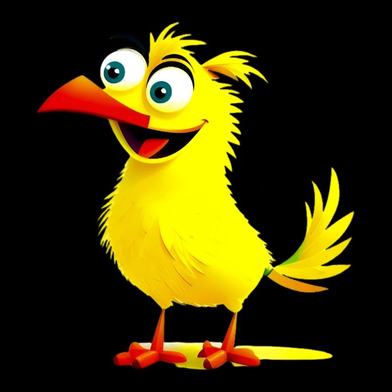 Le petit poussin jaune est heureux et rit