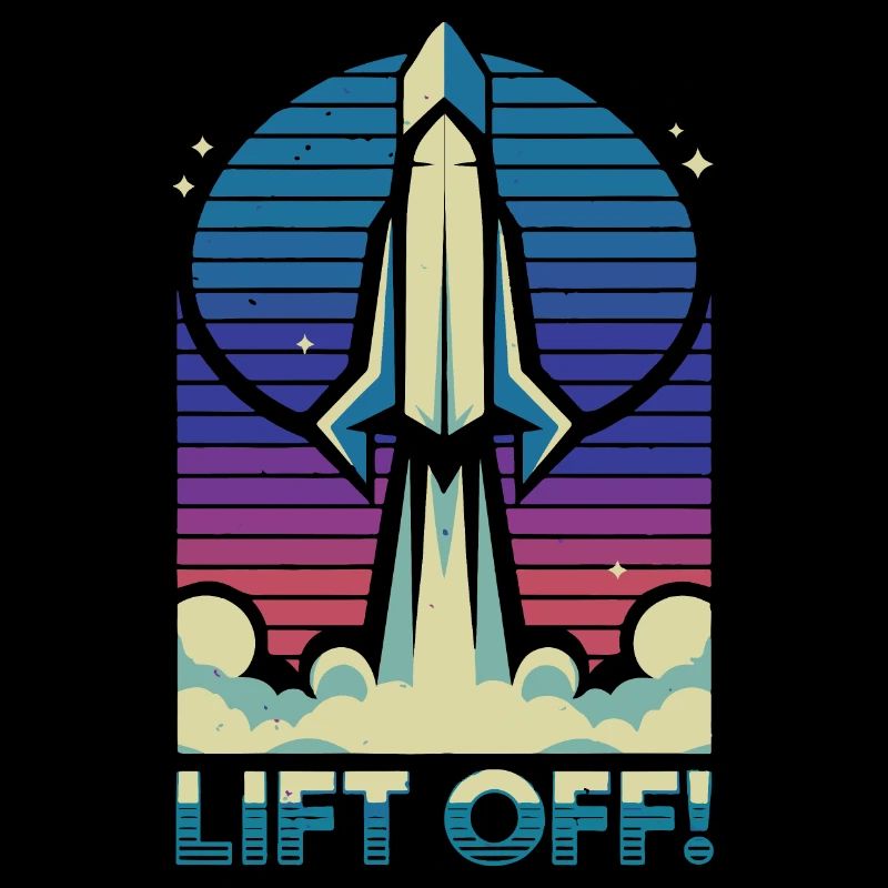 Retro Rocket Launch Illustration