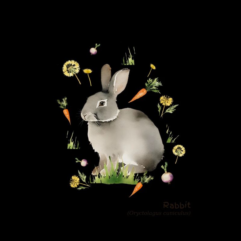 Lapin avec nom en texte foncé