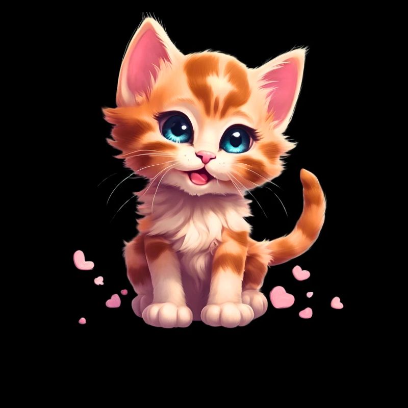 Cute kitten with hearts
