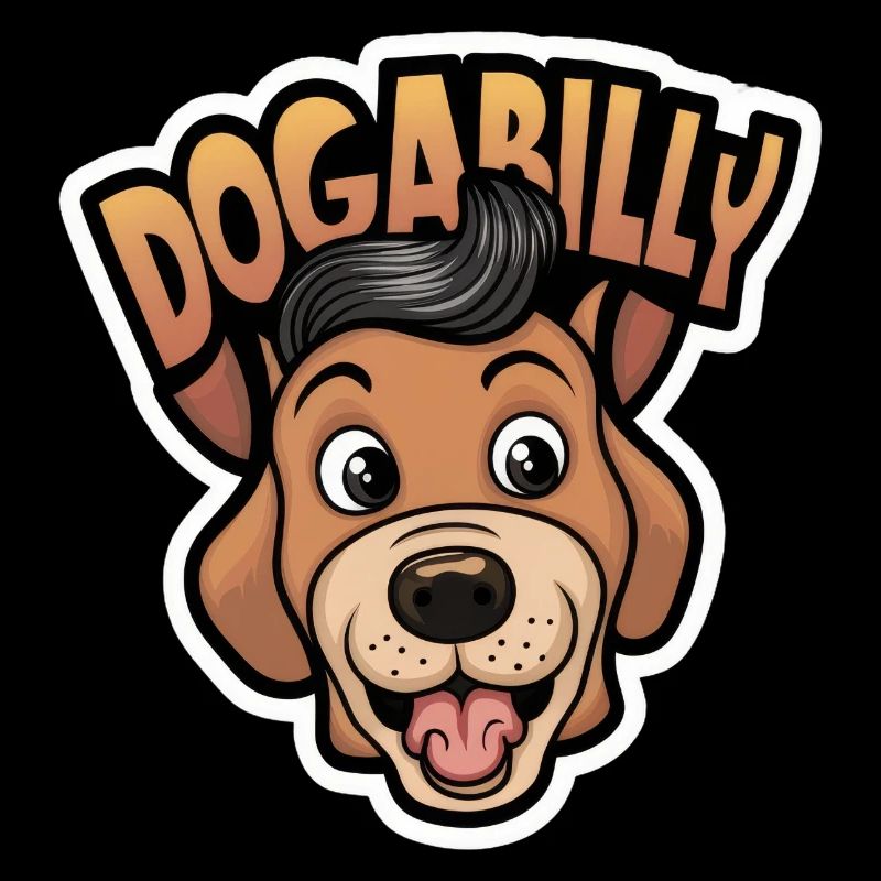 Chien de dessin animé avec une coupe de cheveux dogabilly