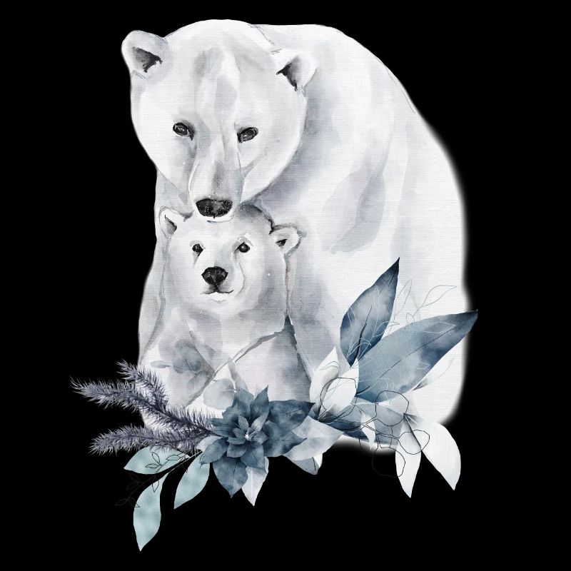 Polar Bears Decorated with Winter Plants