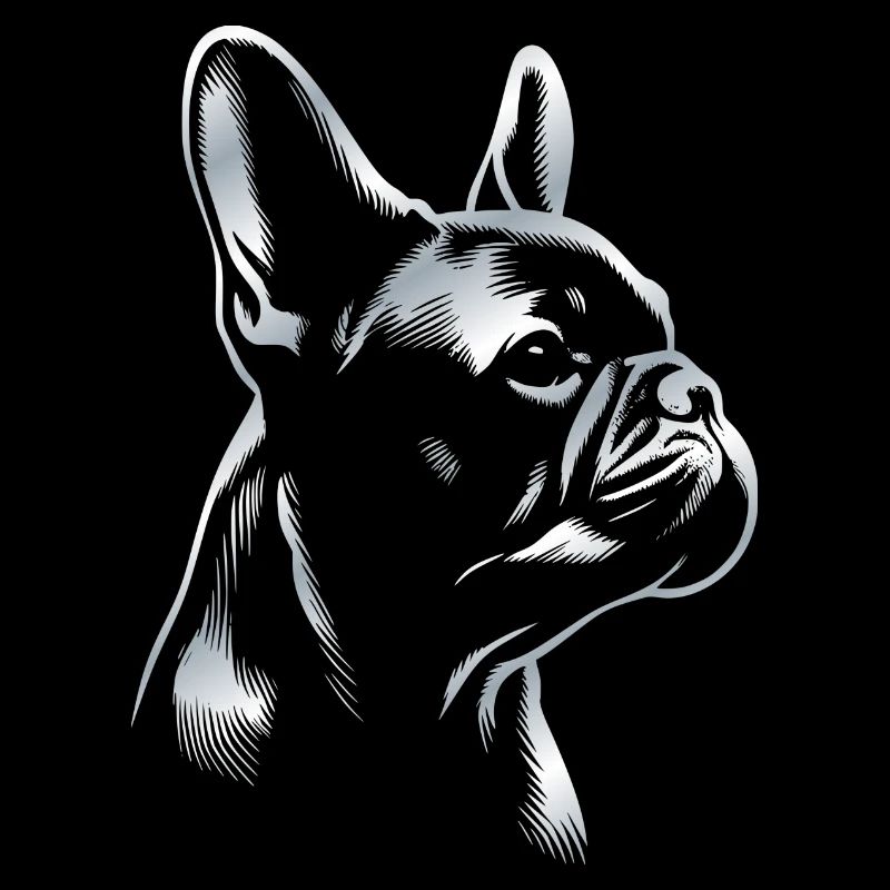 Bulldog Francese Disegno Testa Argento