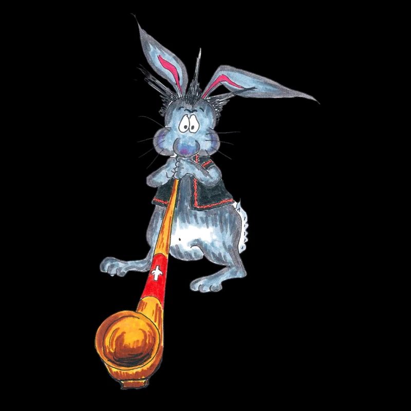 Hase mit Alphorn