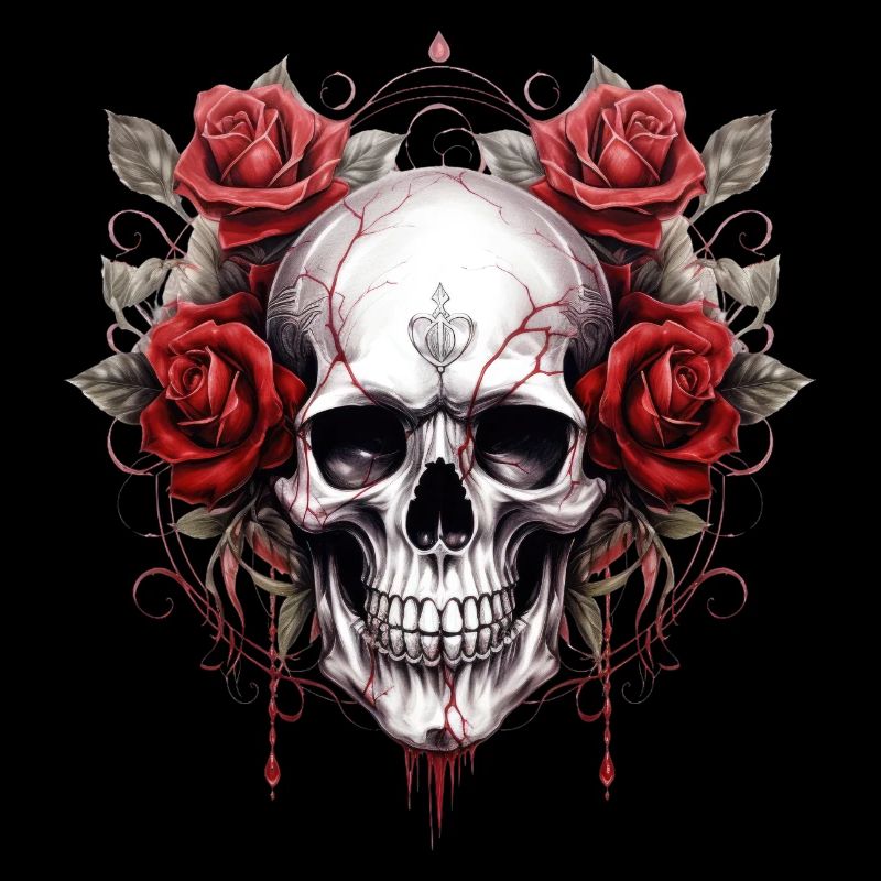 Gothique crâne Roses Art mode graphique