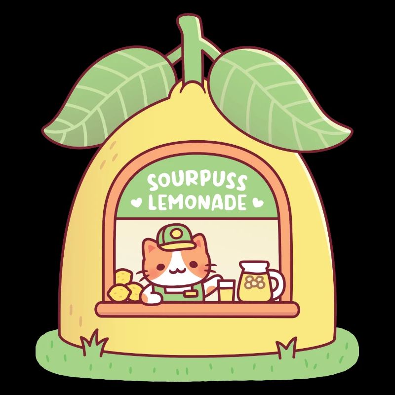 Chat mignon dans le magasin de citron Limonade aigreuse