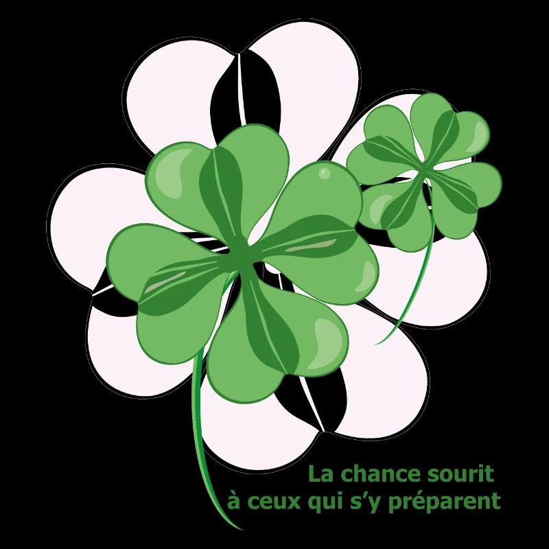 Trefle à 4 feuilles Blanc - Texte vert