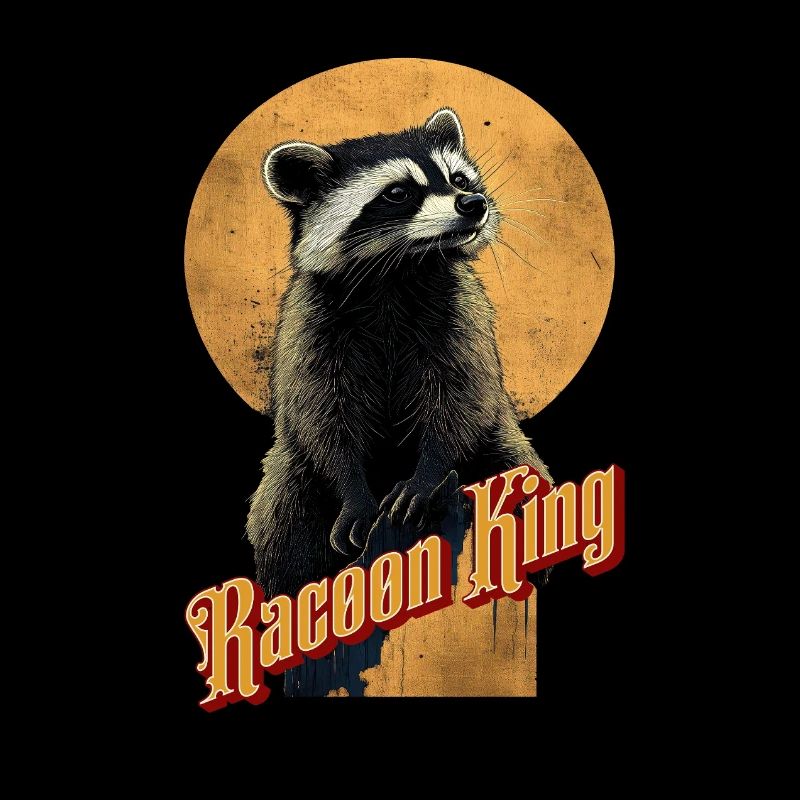 Élégant raton laveur devant le croissant de lune doré