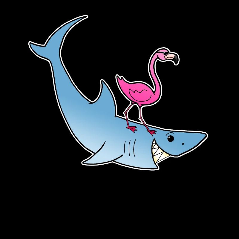 Flamingo Hai Surfen Strand Sommer Comic Geschenk
