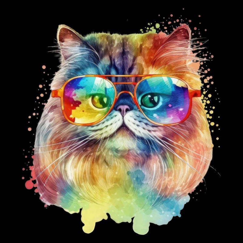 Chat persan coloré cool avec des lunettes de soleil chat