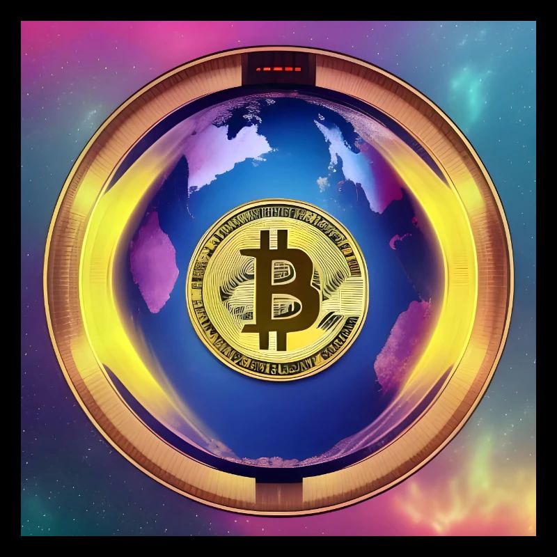 Bitcoin with Planet Earth - Square variant