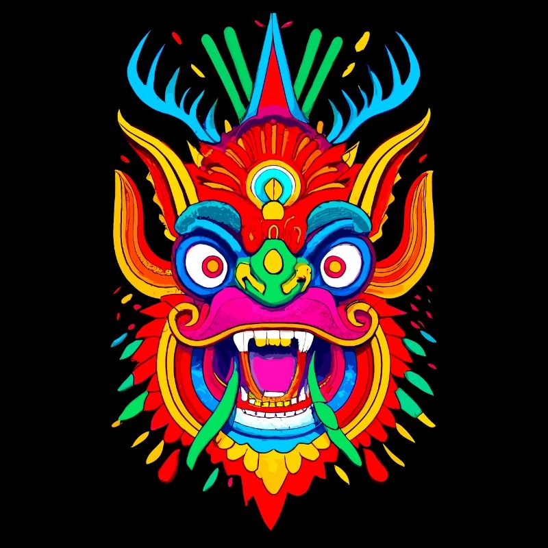 Bunte Drachenmaske