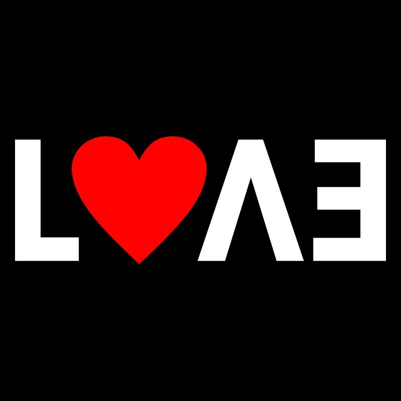 "L❤VE" Abstraktes Design weiß mit rotem Herz