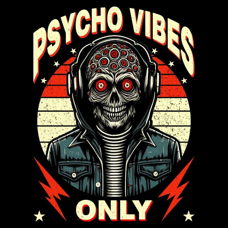 Wild Mutant Skull Design Psycho Vibes Only"