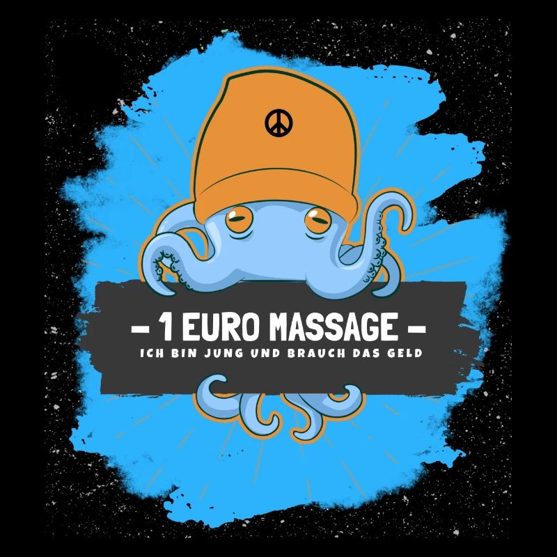 Massagekrake Krake mit 1 Euro Schild Schwarz
