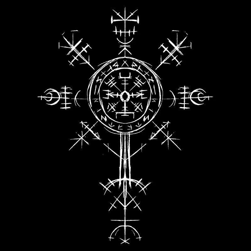 White Viking Compass Valhalla Vegvisir
