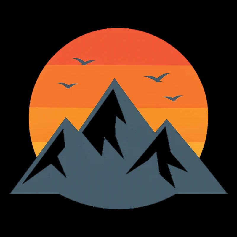Retro Mountain Sunset – Nature Vibes