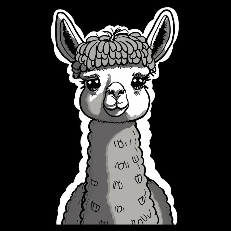 Really Cute Black and White Llama