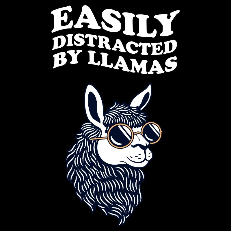 Easily Distracted By Llamas Llama Alpaca Retro