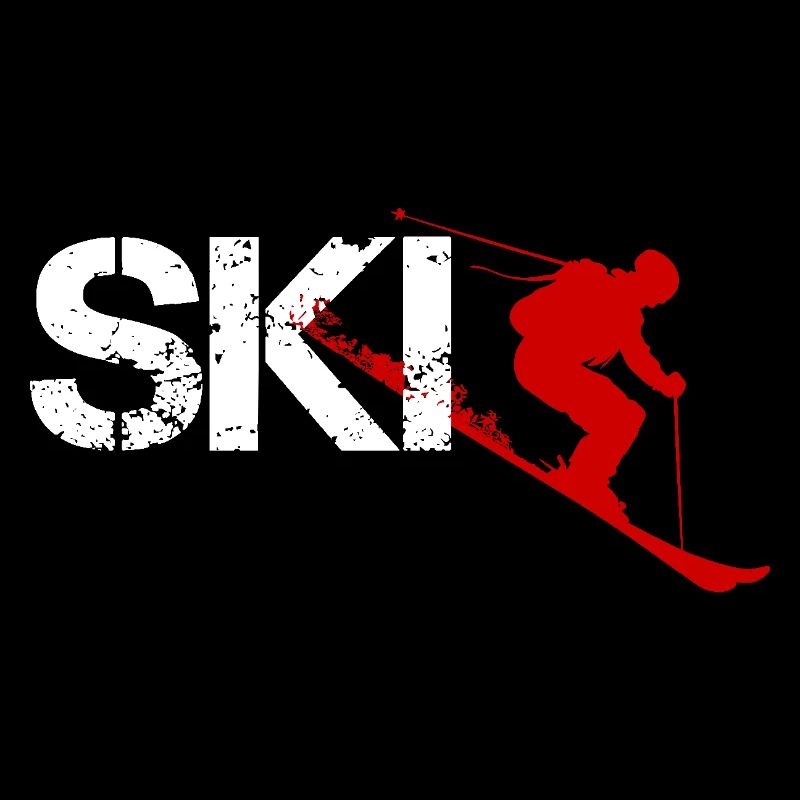 Ski design in red and white