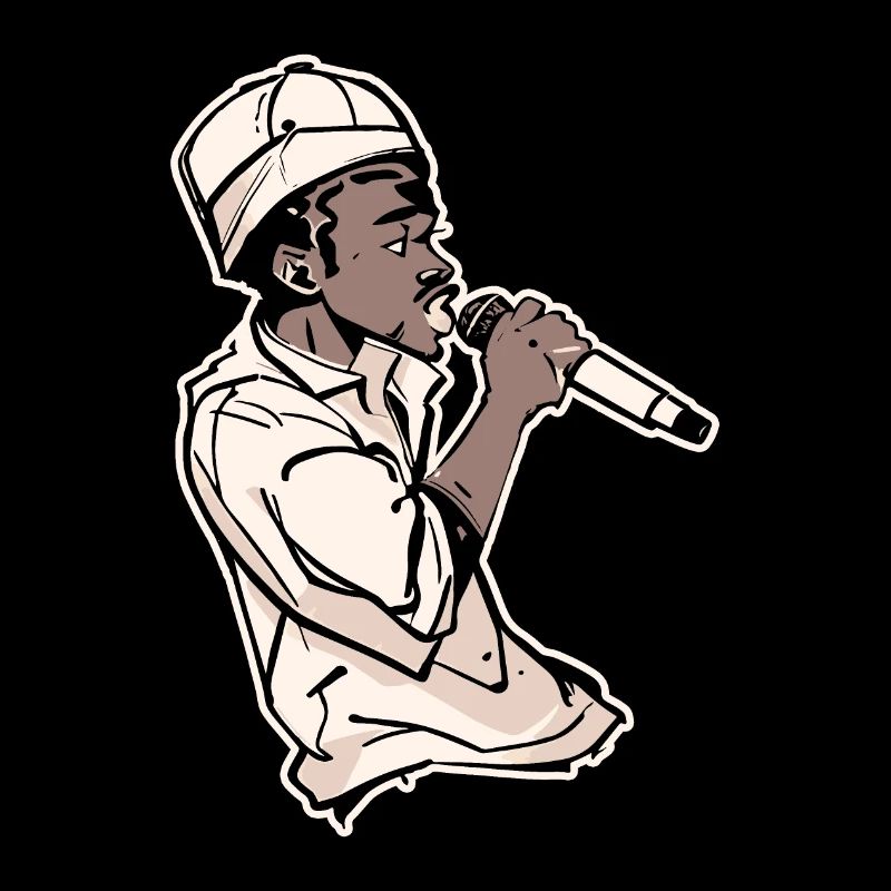 Rapper Holding a Microphone with Stroke (Black)