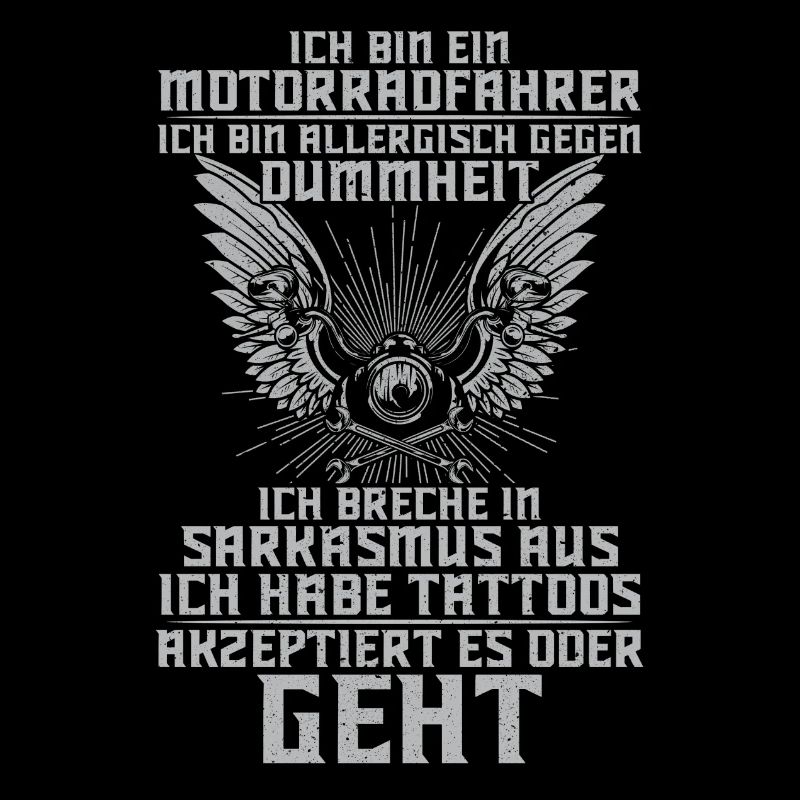 Ich bin ein Motorradfahrer ich habe Tattoo
