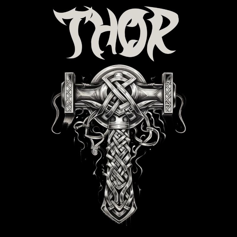 Thor's Hammer Knot Pattern Norse Mythology