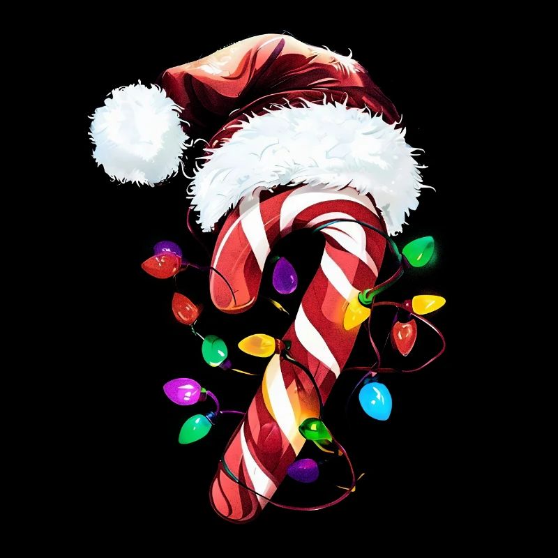 Festive candy cane with lights