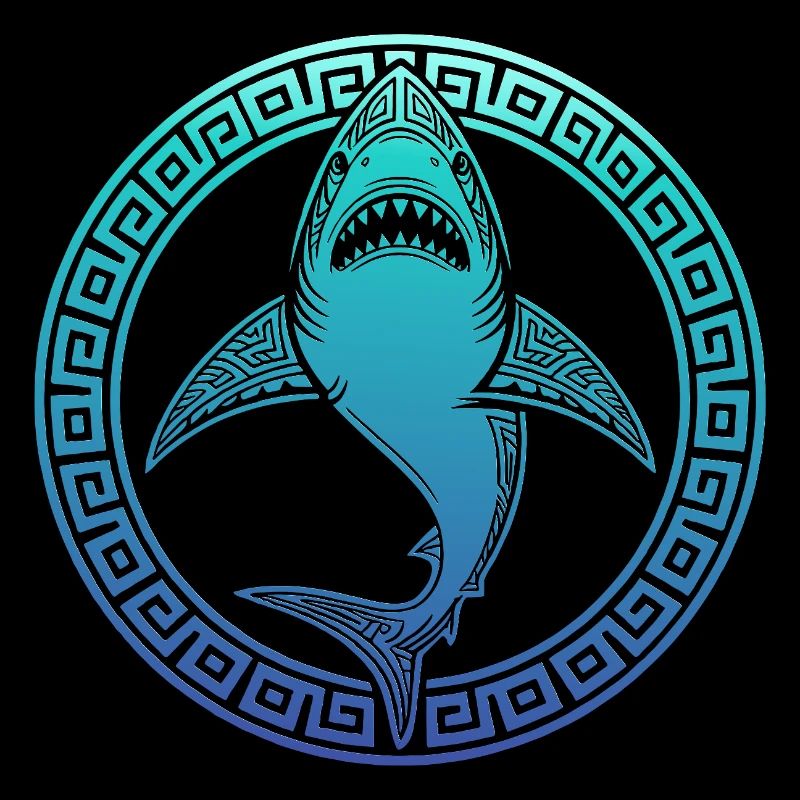 Shark with greek pattern shark teeth