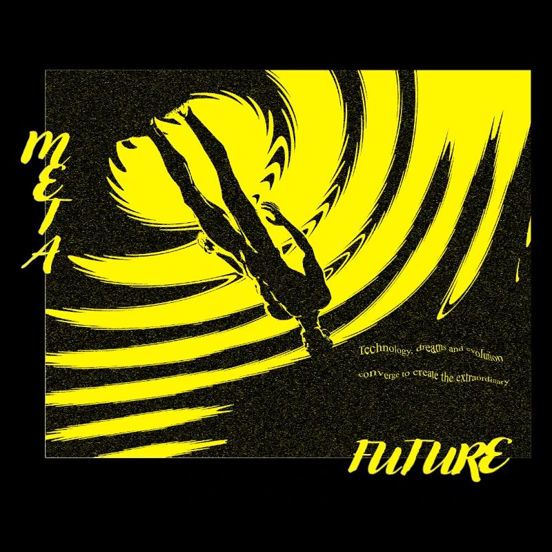 Monochrome graphic sci-fi meta human quote